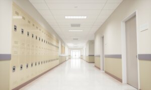 School hallway with lockers