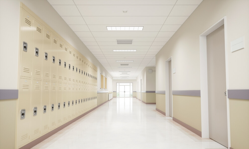 School hallway with lockers